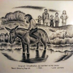 Cotton in My Sack (1949)
Pencil
Original illustration for page 151 depicting a girl on a mule standing in water as her family laughs in the background
Gift of Clark County Public Library (donated to the library by Lois Lenski in 1956) (on permanent loan)
15" x 16" (frame) Cotton in My Sack (Lois Lenski)